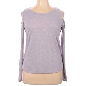Mudd Cold Shoulder Top Long Sleeve Casual Blouse Purple XL